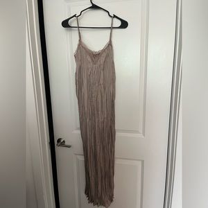 Tags still on champagne colored maxi dress